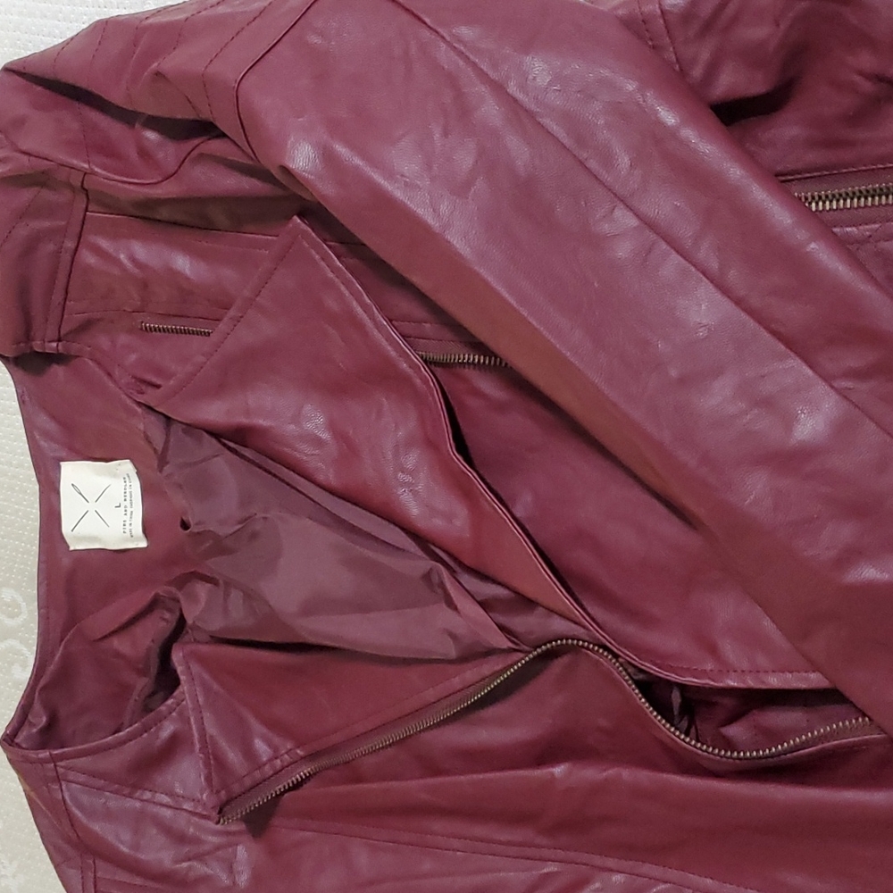 Burgundy Faux Leather Jacket, Pins & Needles Brand, Urban Outfitters
